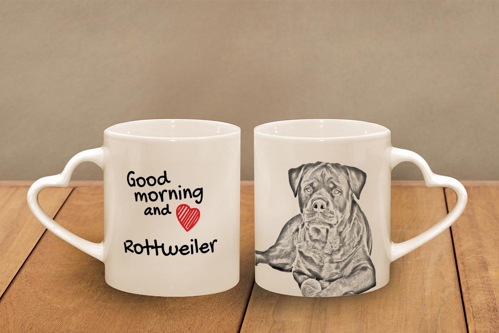 Rottweiler, Rott, Rottie - cup with a dog, adorable cup with a heart-shaped handle, universal gift from the Art-Dog brand
