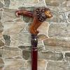 Laska z główką lwa, designerska laska do chodzenia, ręcznie rzeźbiona drewniana laska,