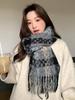 New Knitted Retro Scarf Headscarf Winter Women Men Preppy Plaid Tassel Warm Scarve Pashmina Mujer Female Male Wrap Shawl Unisex