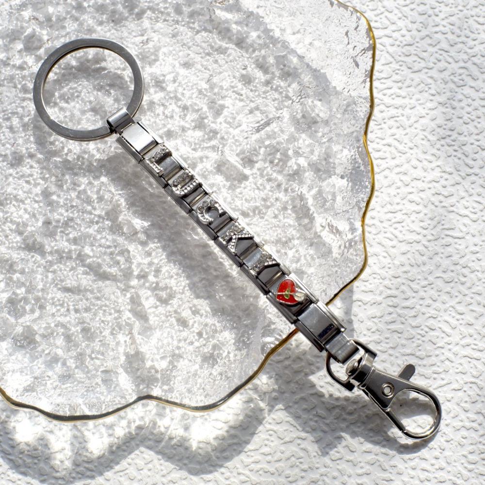 Italian Charm Love Italian Charm Chain Stainless Steel Car Keychain Fun Modular Bracelet Gift