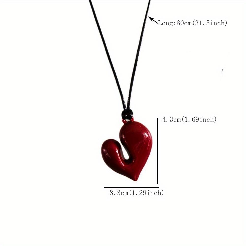 Elegant Heart Pendant Necklace - Adjustable Pull-Out Sweater Chain, Acrylic, Perfect for Everyday & Party Wear