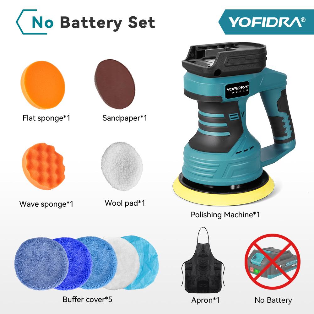 Yofidra 150mm Electric Car Polisher 8 Gears Cordless Efficient Cleaning Waxing Sanding Polisher Beauty Tool For Makita18V-21V Battery