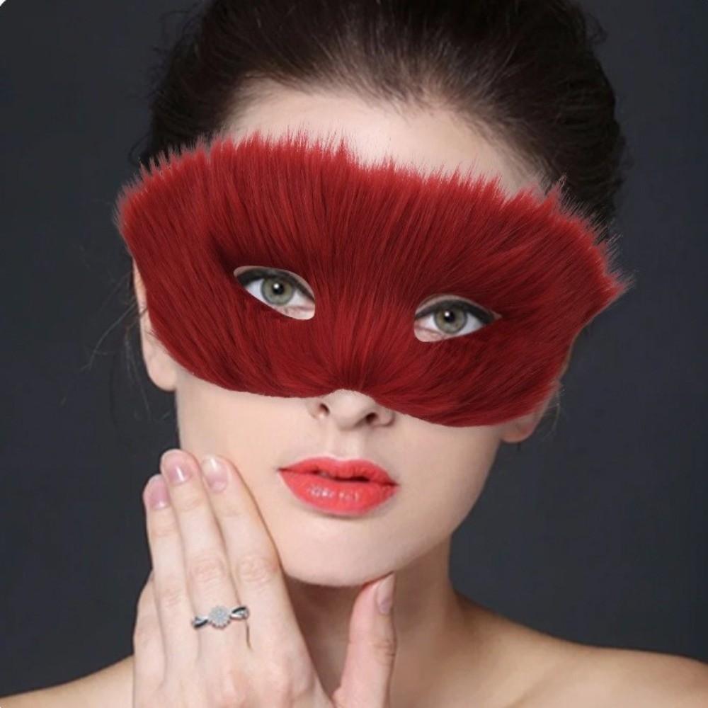 Long Furry Plush Cat Mask Animal Masquerade Mask Simple Half Face Mask  Male Female
