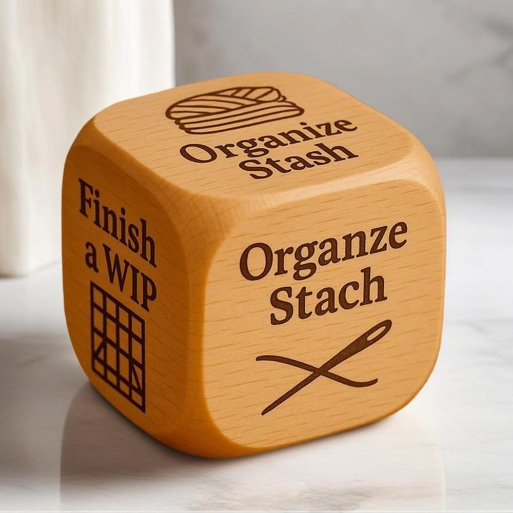 Knitting Sewing Art Craft Accessory Quilter's Dice With 6 Engraved Sewing Tasks Handmade Wooden Quilting Sewing Decision Maker