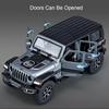 1:32 Wrangler Rubicon Model Toy Alloy Diecast Car Doors Opened Sound Light Pull Back Miniature Off-road Vehicle Kid Holiday Gift