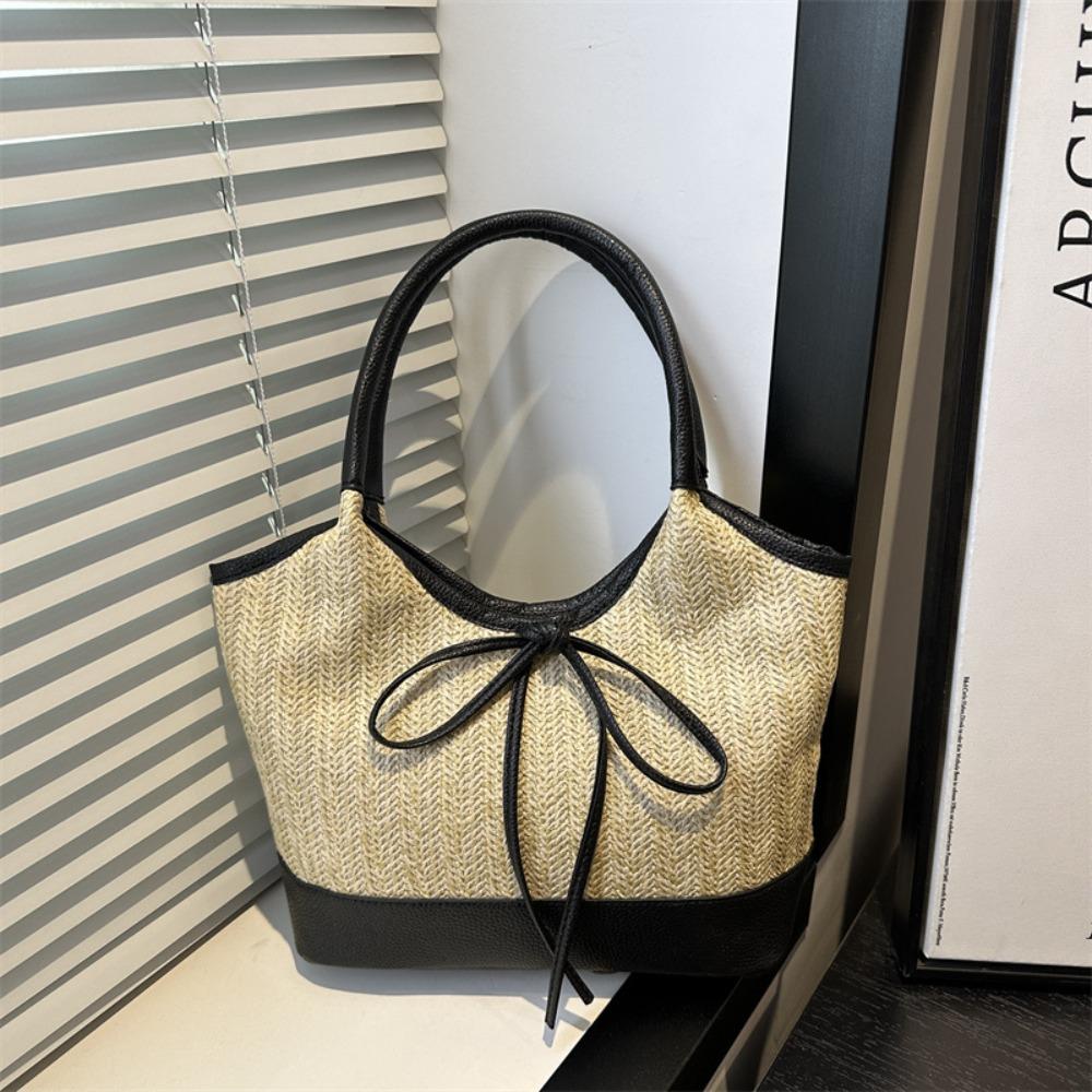 Large Capacity Straw Shoulder Bag Elegant Women's Handbag Korean Weaving Tote Bag  Beach