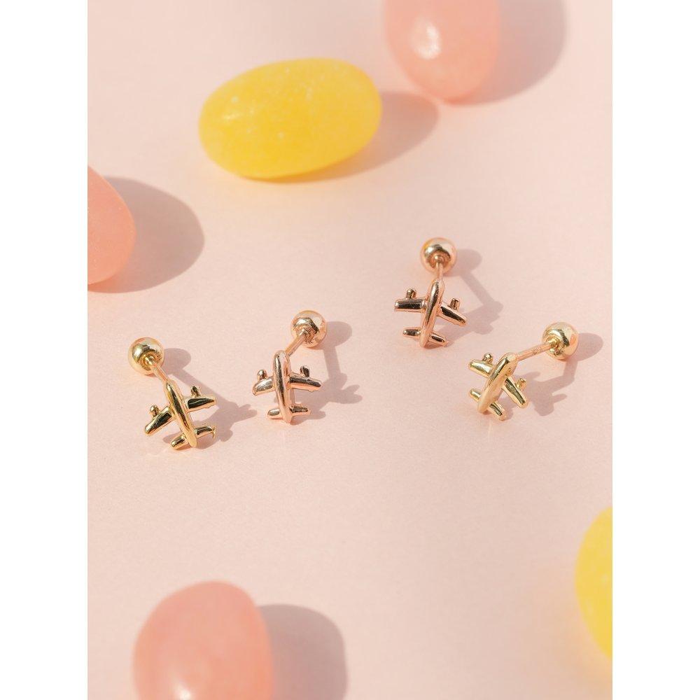 14K Mini Airplane Piercing Earrings