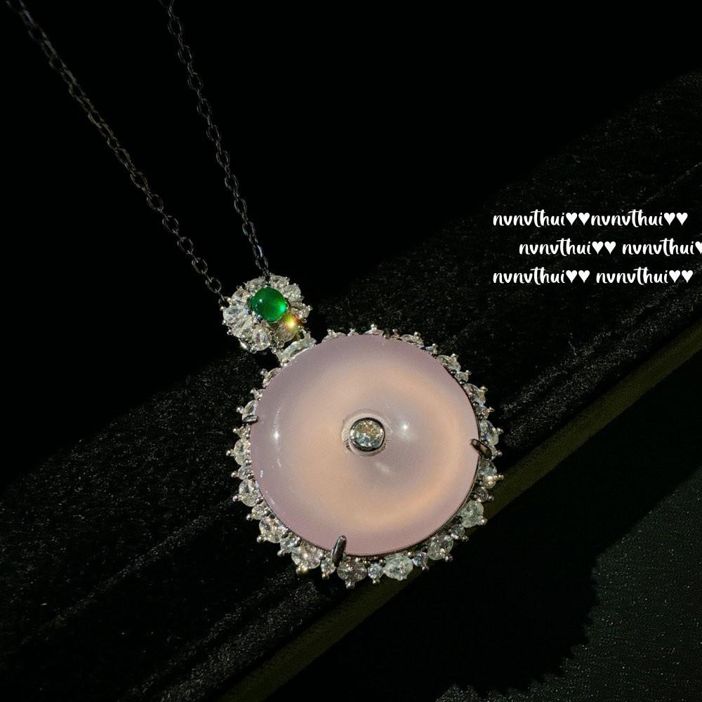 Madagascar Pink Purple Chalcedony Safety Buckle Pendant Necklace New Chinese Concubine Smile White Chalcedony Sun Flower Necklace