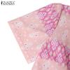 ZANZEA Women Casual Round Neck Summer Short Sleeve Print Dress