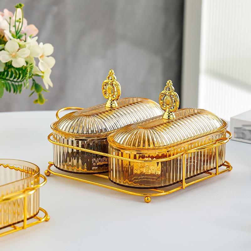 Luxurious Multi-Compartment Snack Storage: Fruit, Candy, and Pastry Dish for Living Room or Coffee Table