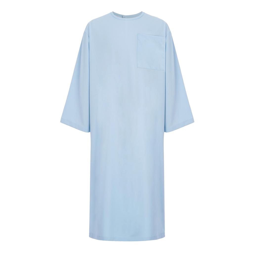 Kids Adaptive Nursing Gown Long Sleeve Back Split Hook-Loop Fastener with Pocket for Special Needs Patients