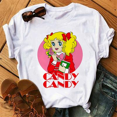 Anime Candy Candy T-shirt Clothes for Women Japanese Manga Short Sleeve Graphic Tee Y2k Kawaii Casual Tops Women's Sumer Clothes