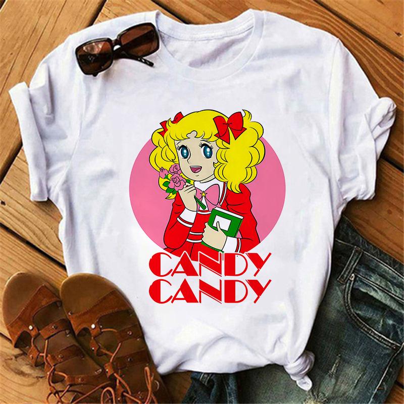 Anime Candy Candy T-shirt Clothes for Women Japanese Manga Short Sleeve Graphic Tee Y2k Kawaii Casual Tops Women's Sumer Clothes