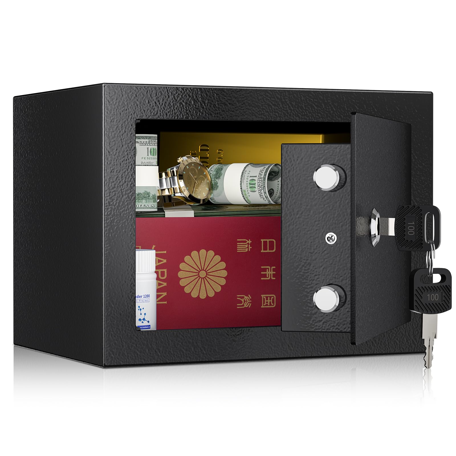 

WASJOYE Мини-сейф, Ключевой замок, 6,6 л, Настенный/напольный монтаж, NA-K (для паспортов, наличных, сберкнижек)