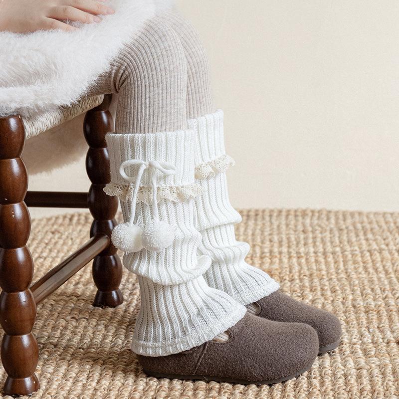 Stiefel Shang Baumwolle Kinder Socken Überzug Niedliche Kugel Schleife Lolita Spitze Stulpen Koreanische Mädchen Beinstulpen