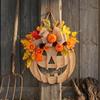 Rustic Halloween Wooden Pumpkin Door Hanger Thanksgiving Scene Decor