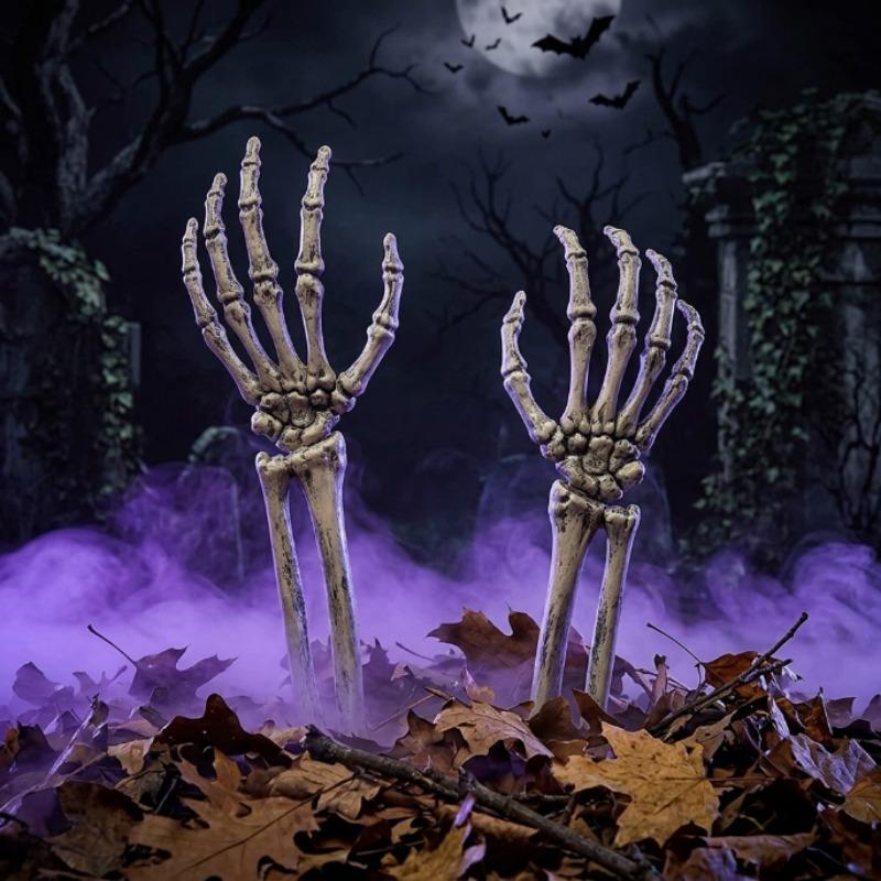 Plastic Skeleton Arm Yard Stakes Halloween Realistic Bone Hand Ground Insert Prop for Garden Lawn Graveyard Horror Decor