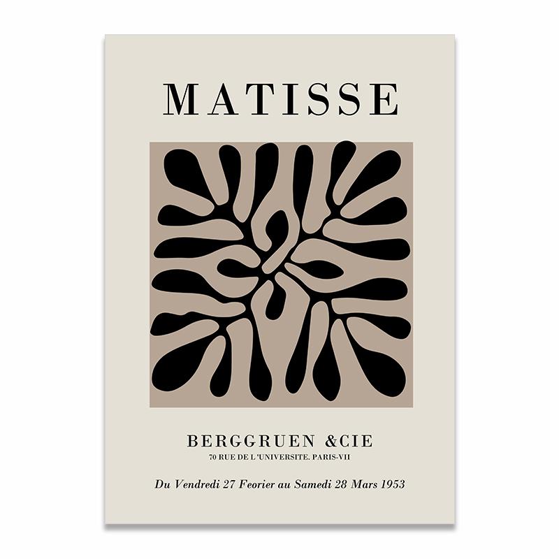 

Абстрактная черно-белая богемная картина Матисса для интерьера, эстетические холсты, постеры и принты, настенные картины для декора гостиной 21x30cm No Frame