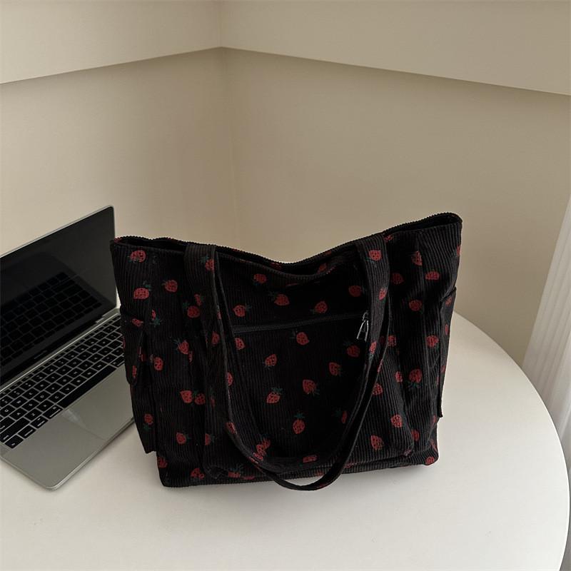 Стильная корейская повседневная большая хозяйственная сумка-тоут винтажного художественного дизайна для женщин чёрный