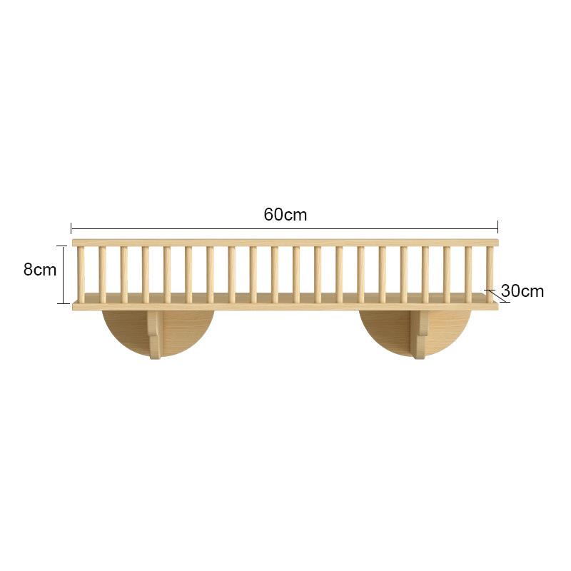 Wall-Mounted Solid Wood Cat Climbing Frame with Bed, Jumping Platform, and Scratching Post