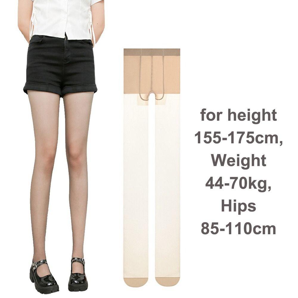 High-waisted Black D-cut Silk Stockings Ultra-thin Highly Transparent Sexy Crotchless Stockings Anti Hook Elastic Shiny Tights