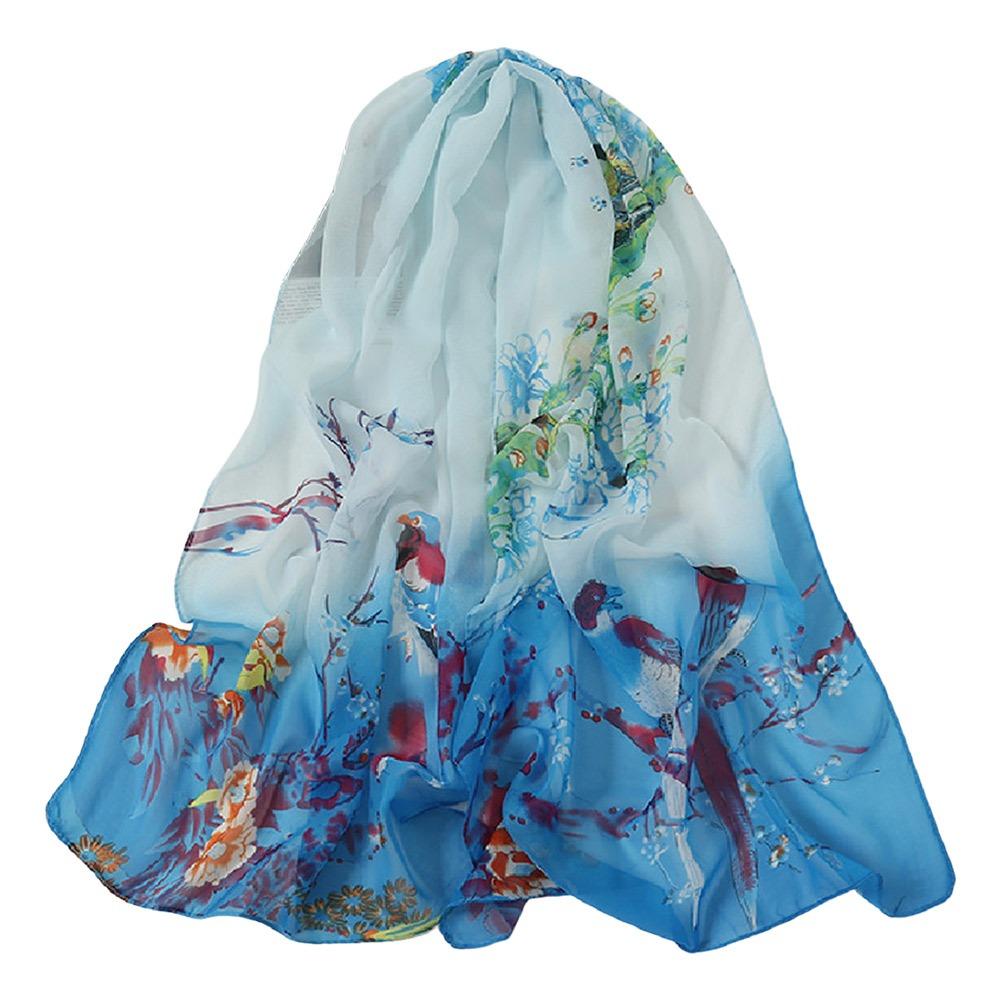 Sunscreen Chiffon Scarf 160*50cm Shawl Silk Fashion Beach Gauze Scarf  for Women