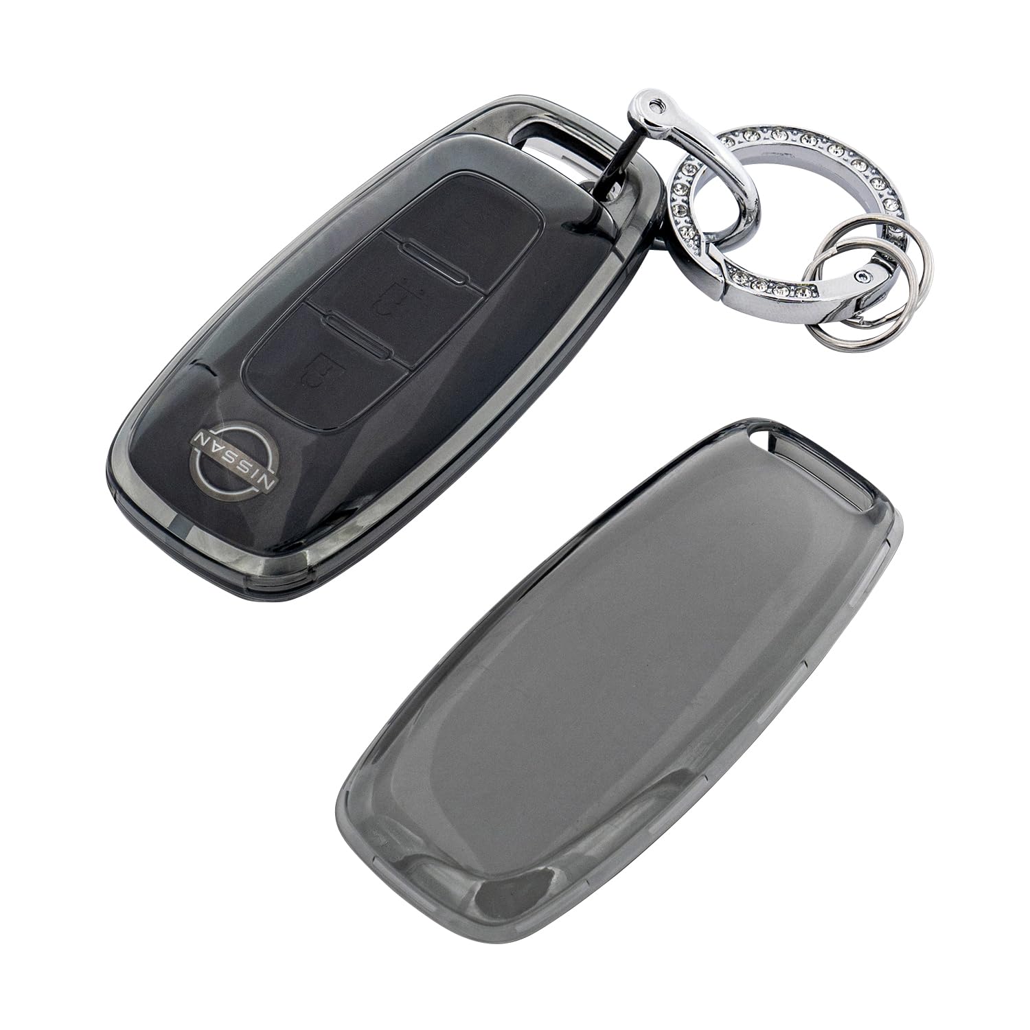 

SKYBELL Key Case, Nissan Key Cover, Transparent, Compatible with Nissan, Sakura, Aria, Serena, X-Trail, Intelligent Key, Smart Key, black (smoke) чёрный