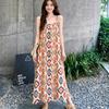Summer Vacation-style Long Skirt, Loose Slimming Suspender Pants Dress, Bohemian Ethnic Style Printed Slip Dress for Women