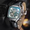 Dulunwe Mechanische Herrenuhr mit quadratischem Zifferblatt, wasserdicht, automatisch, Skelett, Geschenkuhr, leuchtend, lässig, Sportuhr, Herren-Business-Uhr