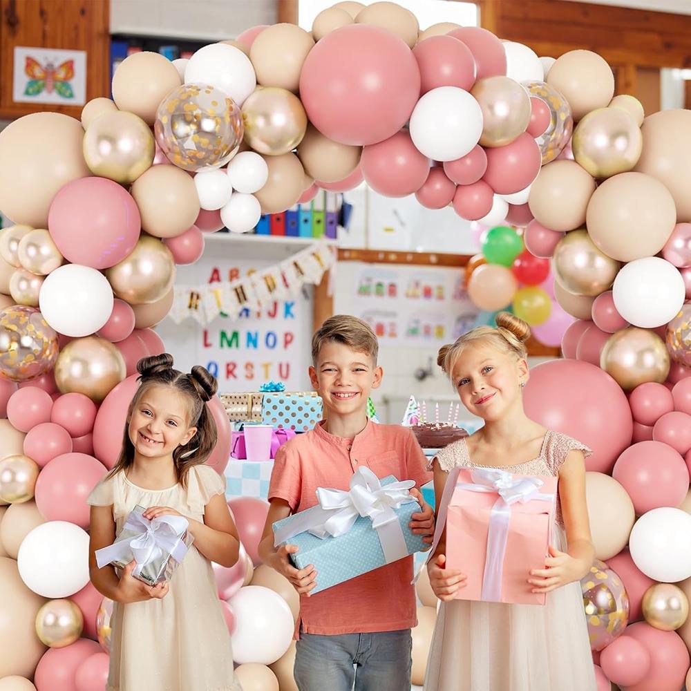 Retro Pink Balloons Garland Skin White Sand Gold Confetti Balloon Arch Kit Home Party Kids Birthday Party Baby Shower Decoration