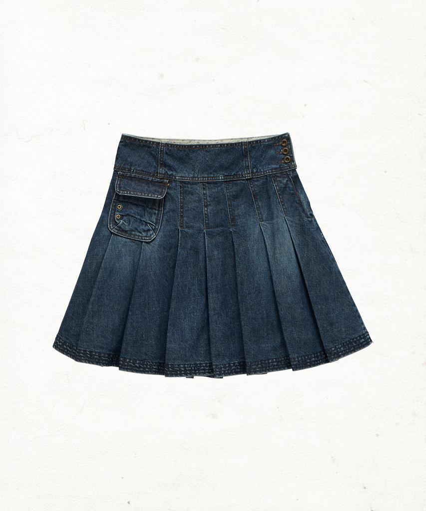 Dandel Dd Four-Stitch Denim Skirt (Indigo)