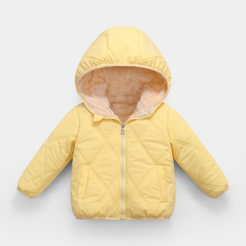 Kids Winter Warm Hooded Cotton Padded Jacket Girls Boys 90-130cm Soft Fleece Lined Duck Down Fill