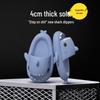 Thick-Sole Shark Slippers: Funny Poop-Stepping Design for Men & Women, Indoor/Outdoor Cartoon-Style.