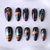 European And American Manicures Halloween Horror Pumpkin Haunted House Moon Long Almond Wearing Armor