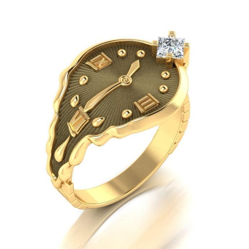 

New models are on sale, personalized creative clock inlaid zircon rings, holiday gift accessories 5 золотой