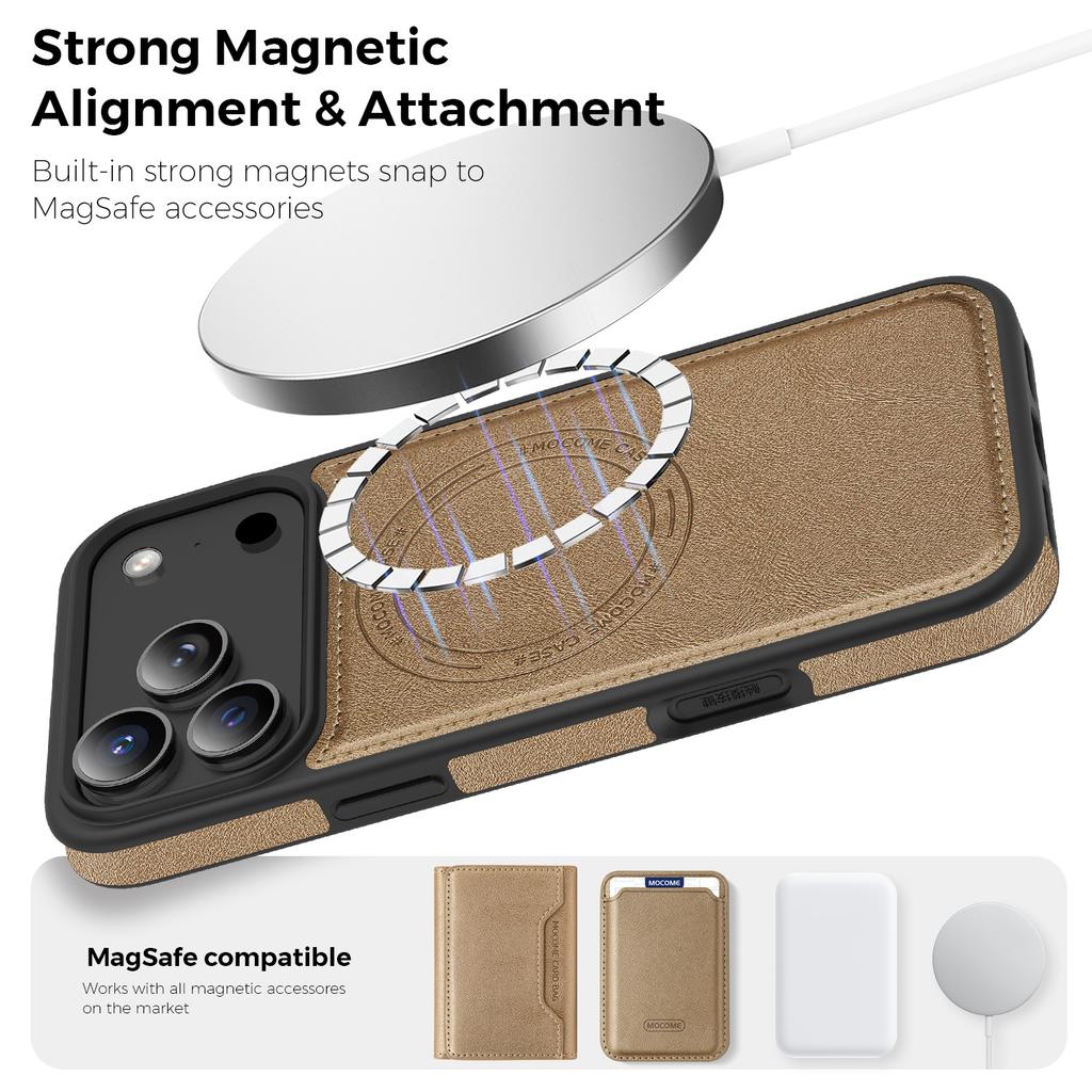 For iPhone 17 Pro Max Case Compatible with MagSafe Leather Back Phone Cover