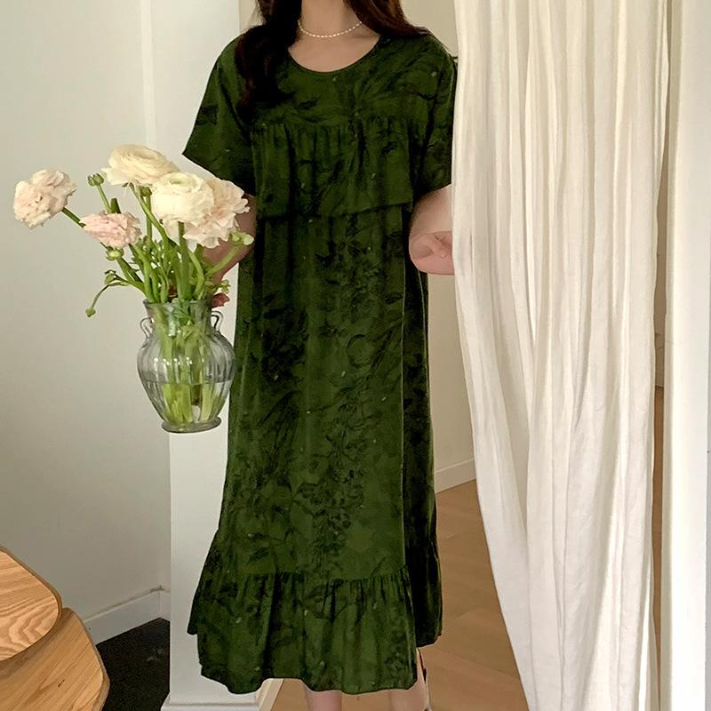 Plus Size Womens Nightgowns New Cotton Silk Nightdress Summer Casual Loose Sleepshirt Comfortable Lounge Wear