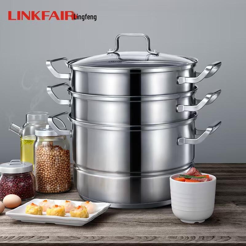 LINKFAIR 3-Layer Stainless Steel Steamer Pot