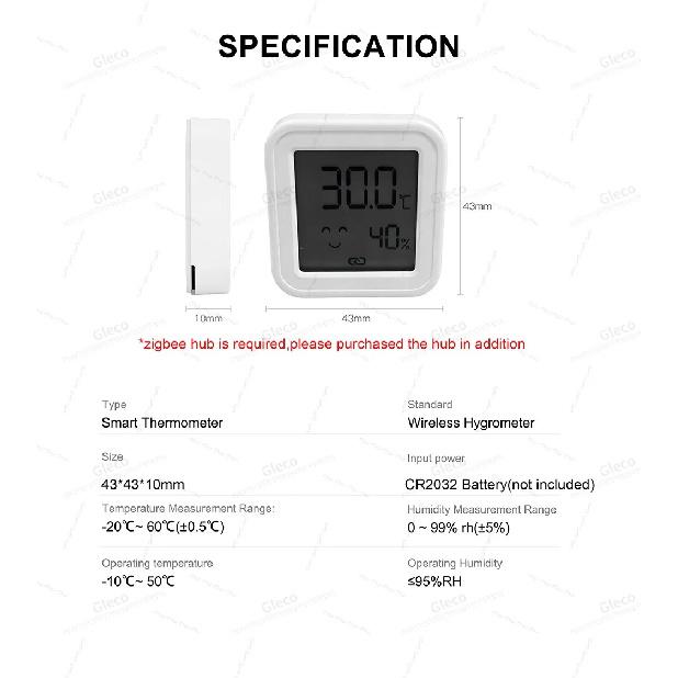 Zigbee Temperature Humidity Sensor Smart Home LCD Screen Thermometer Hygrometer APP Remote Work With Google Tuya Smart Life