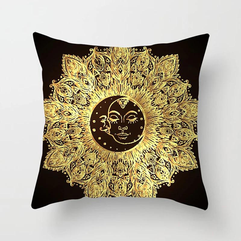 Home Decor Sun & Moon Themed Cosmic Throw Pillow Covers Pattern Cushion Cover Suitable For Sofa Bedroom Car Pillow Cover