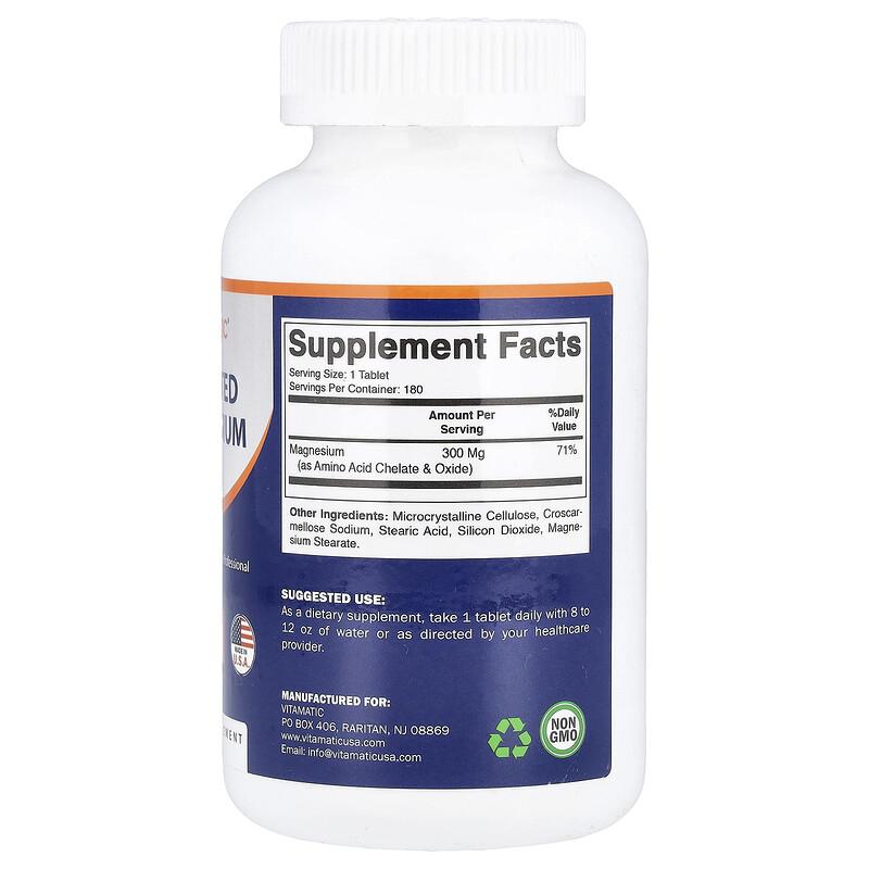 Chelated Magnesium, 180 Tablets (300 mg per Tablet)