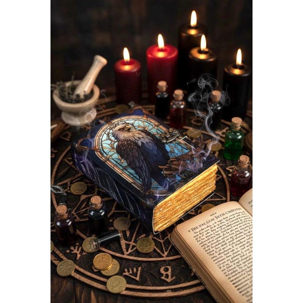 Eagle Leather Journal Rustic Vintage Leather - Grimoire Leather Journal - Book of Shadows - Fat Journal Gift for Men and Women