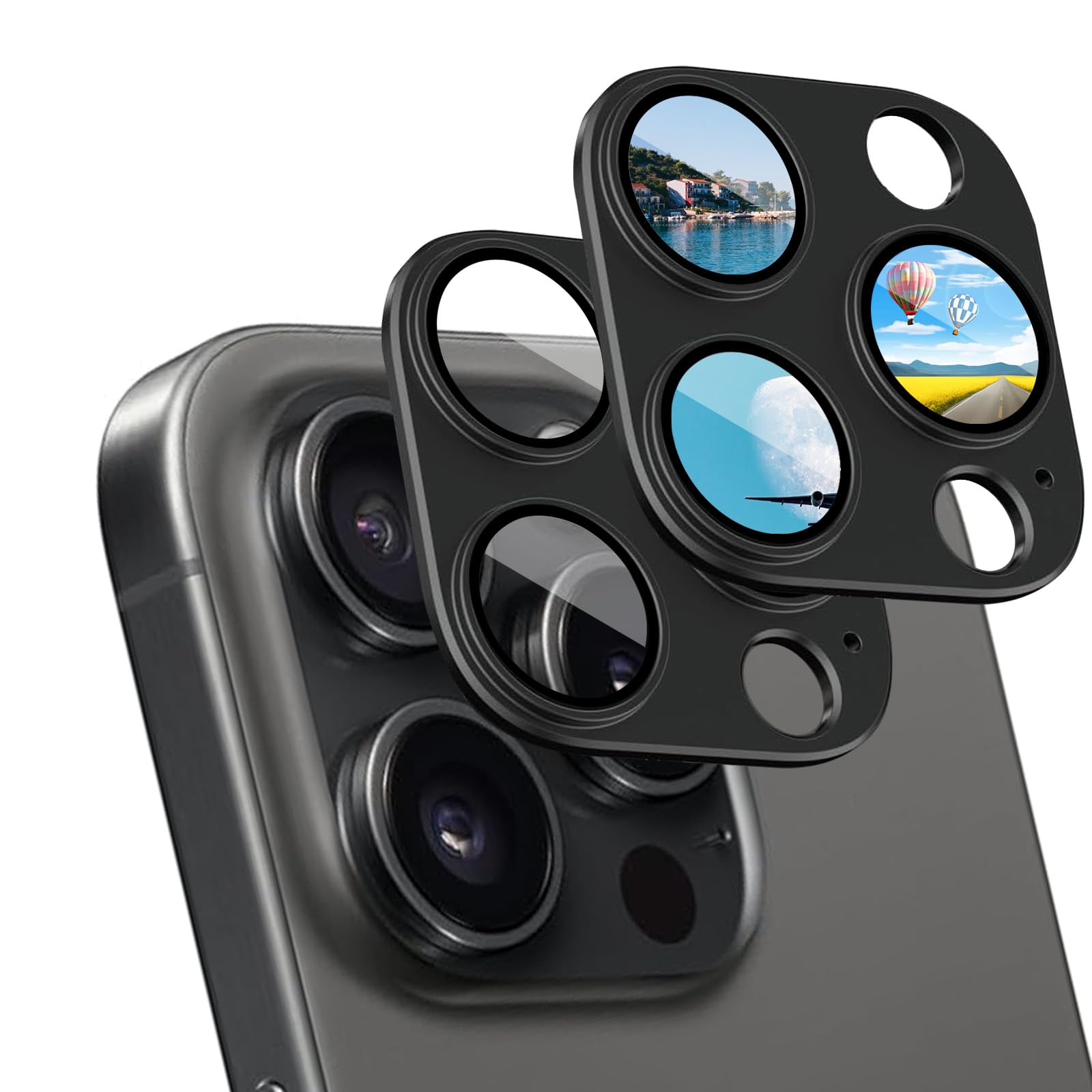 

iXinQu Camera Film for iPhone 16 Pro Camera Lens Protection Alloy Tempered 9H Impact Black Prevents Camera Protector for Strong Easy to Apply Pro/16 чёрный