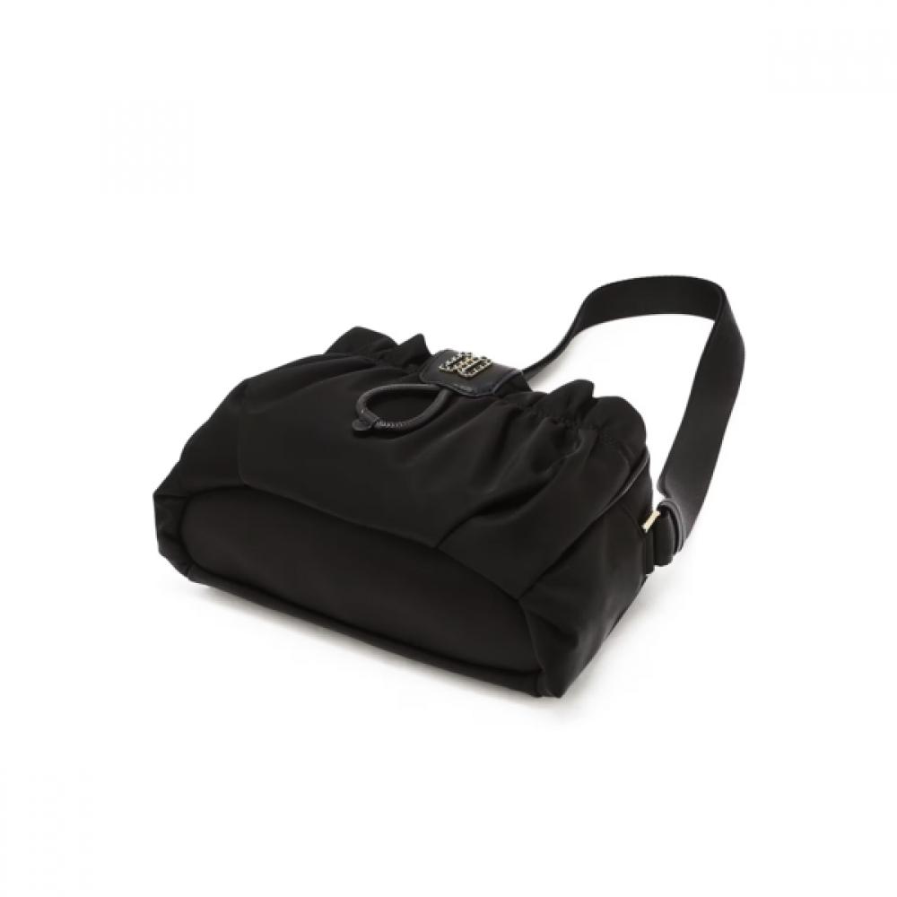 Daks Black Dd Decoration Shirring Point Nylon Crossbag
