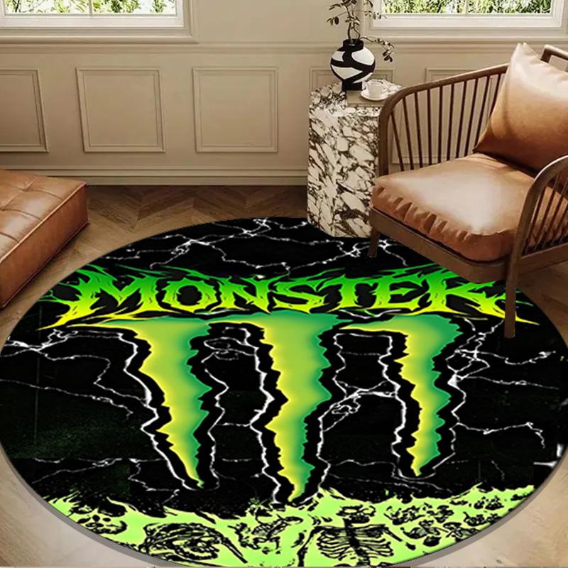 Leistungsstarkes Energy Drink Logo Runde Matte Heimdekoration, Stuhlmatte Für Wohnzimmer, Schlafzimmer, Fußmatte Heimdekoration Geburtstagsgeschenk Weihnachtsgeschenke