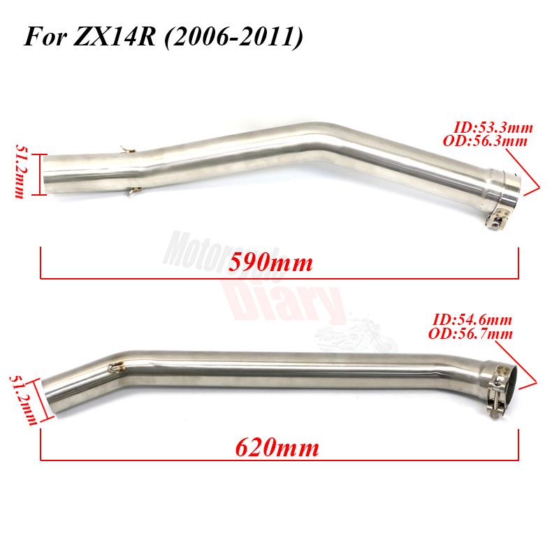 For Kawasaki ZX14-R ZX-14R ZX14R ZX14 2006-2011 2012-2016 Motorcycle Exhaust System Slip-On Middle Link Pipe Racing Bike Elbow