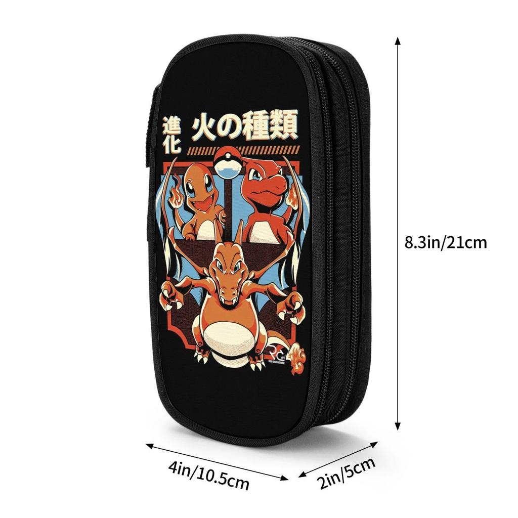 Pokemoned  Pencil Case Charmander Charmeleon Charizard Pen Bags for Student Big Capacity Students School Gifts Pencilcases