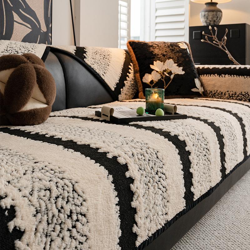 Shu Cotton Velvet Sofa Cushion Autumn And Winter Non-Slip And Dirt-Resistant Seat Cushion Cross-Border  Thickened Plush Leather Sofa Cover Cover Cloth