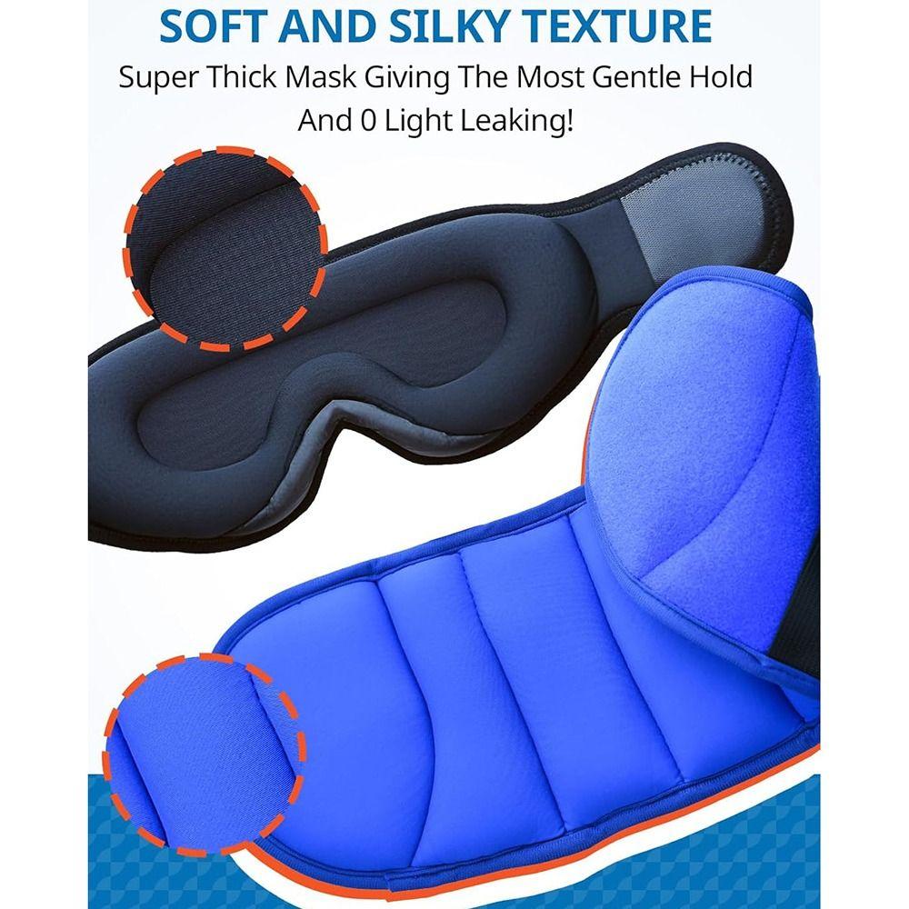 3D Contoured Travel Pillow 100% Blackout Zero Eye Pressure Sleeping Mask Soft Adjustable for Airplane Comfort