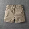 Men's Summer Casual Shorts Pure Cotton Solid Color Stretchy Straight Pants Trendy Hight Waist Elastic Waist Quarter Beach Pants